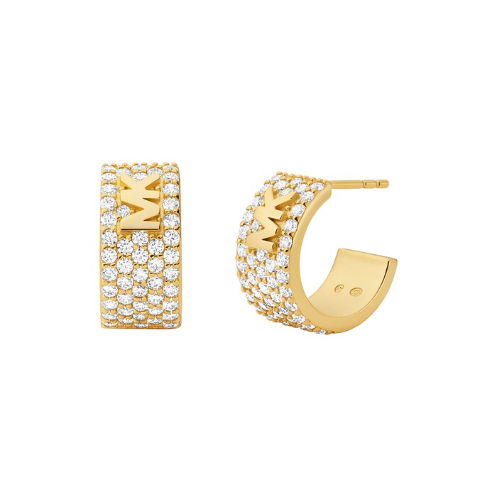 Michael Kors Yellow Gold Coloured Logo Huggie Earrings