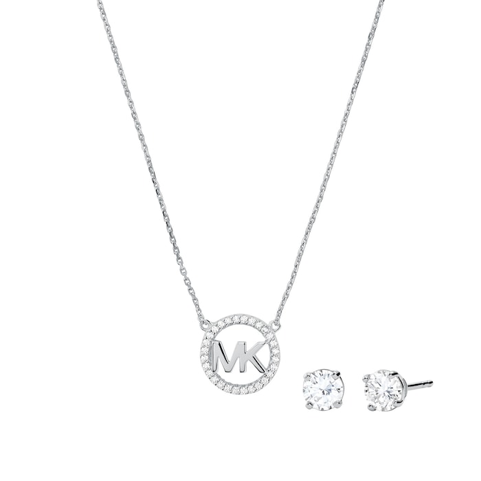 Michael Kors Sterling Silver Necklace & Earrings Box Set