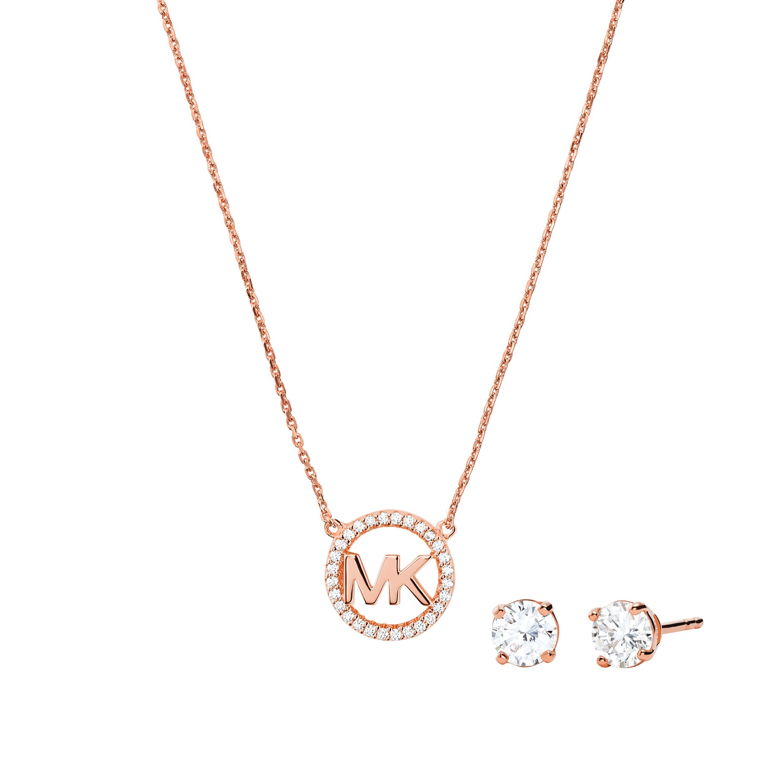 Rose Gold Plated Necklace & Earrings Box Set