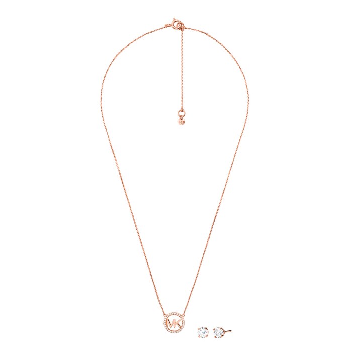 Michael Kors Rose Gold Coloured Necklace & Earrings Box Set