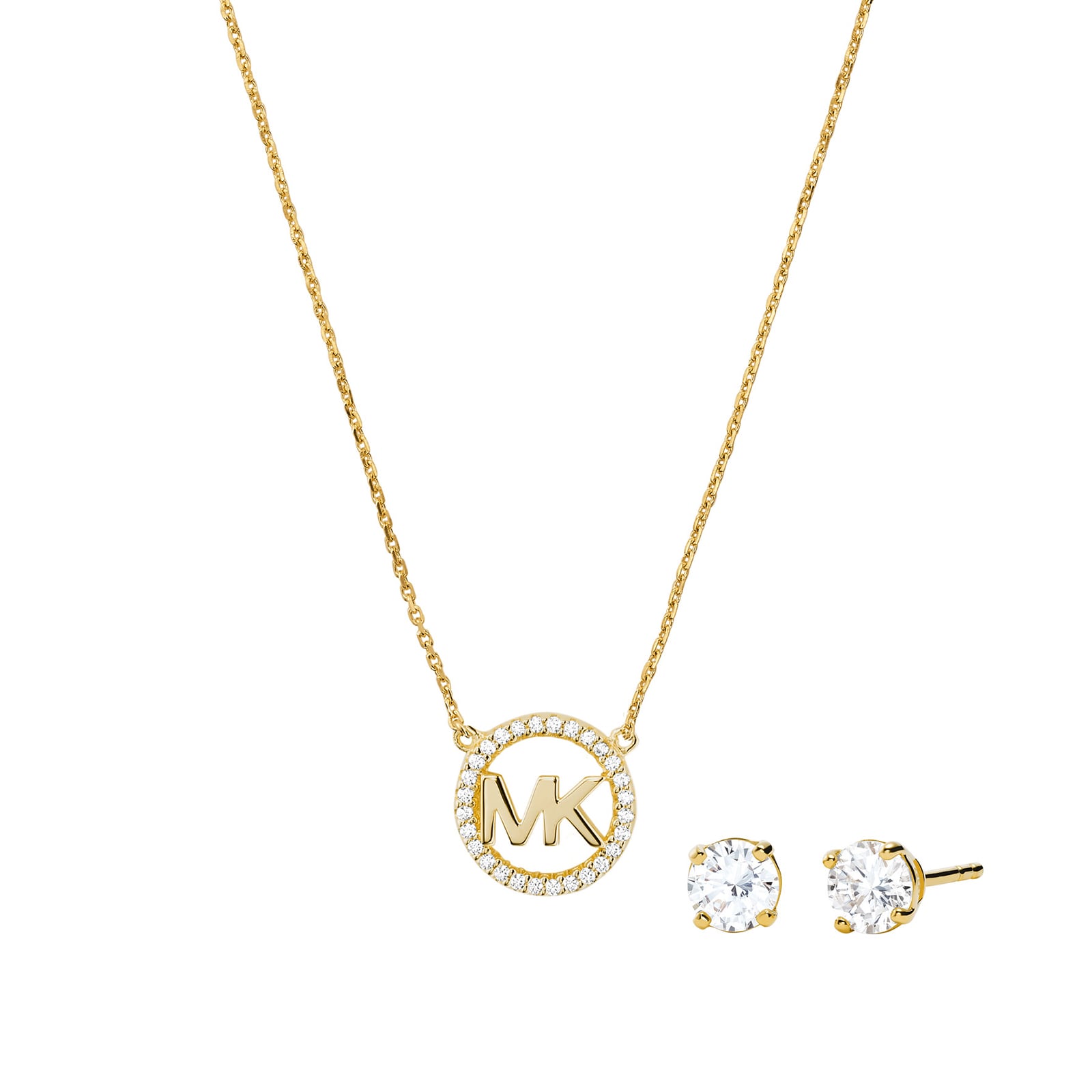 Michael Kors Yellow Gold Coloured Necklace & Earrings Box Set