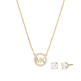 Michael Kors Yellow Gold Coloured Necklace & Earrings Box Set