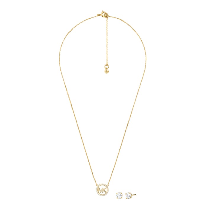 Michael Kors Yellow Gold Coloured Necklace & Earrings Box Set