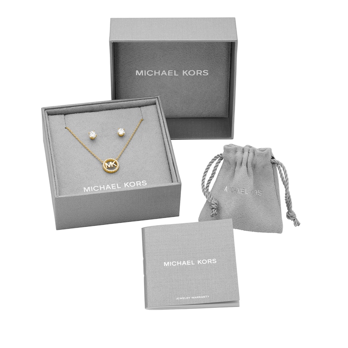 Michael Kors Yellow Gold Coloured Necklace & Earrings Box Set