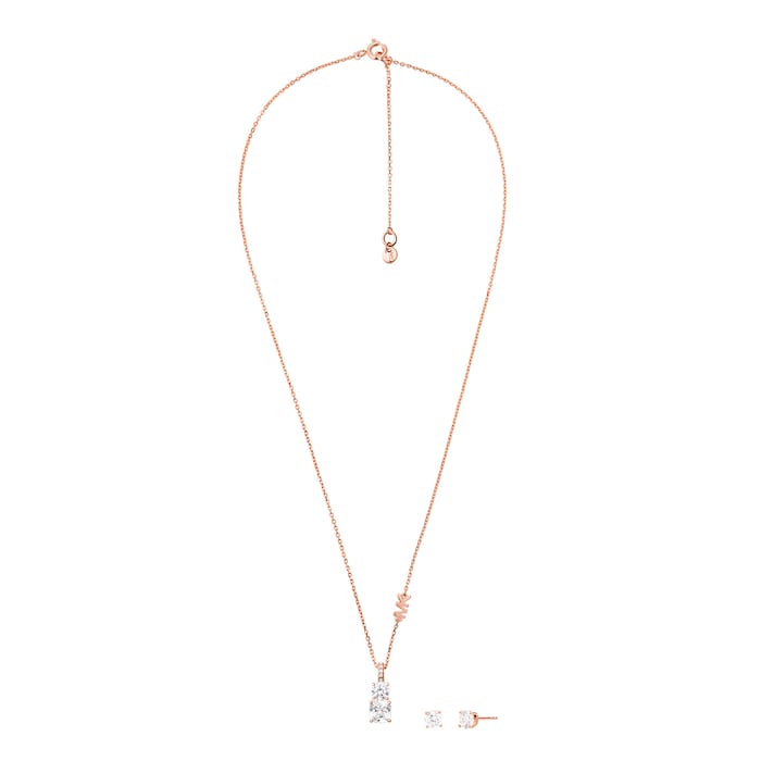 Michael Kors Rose Gold Plated Necklace & Earrings Box Set