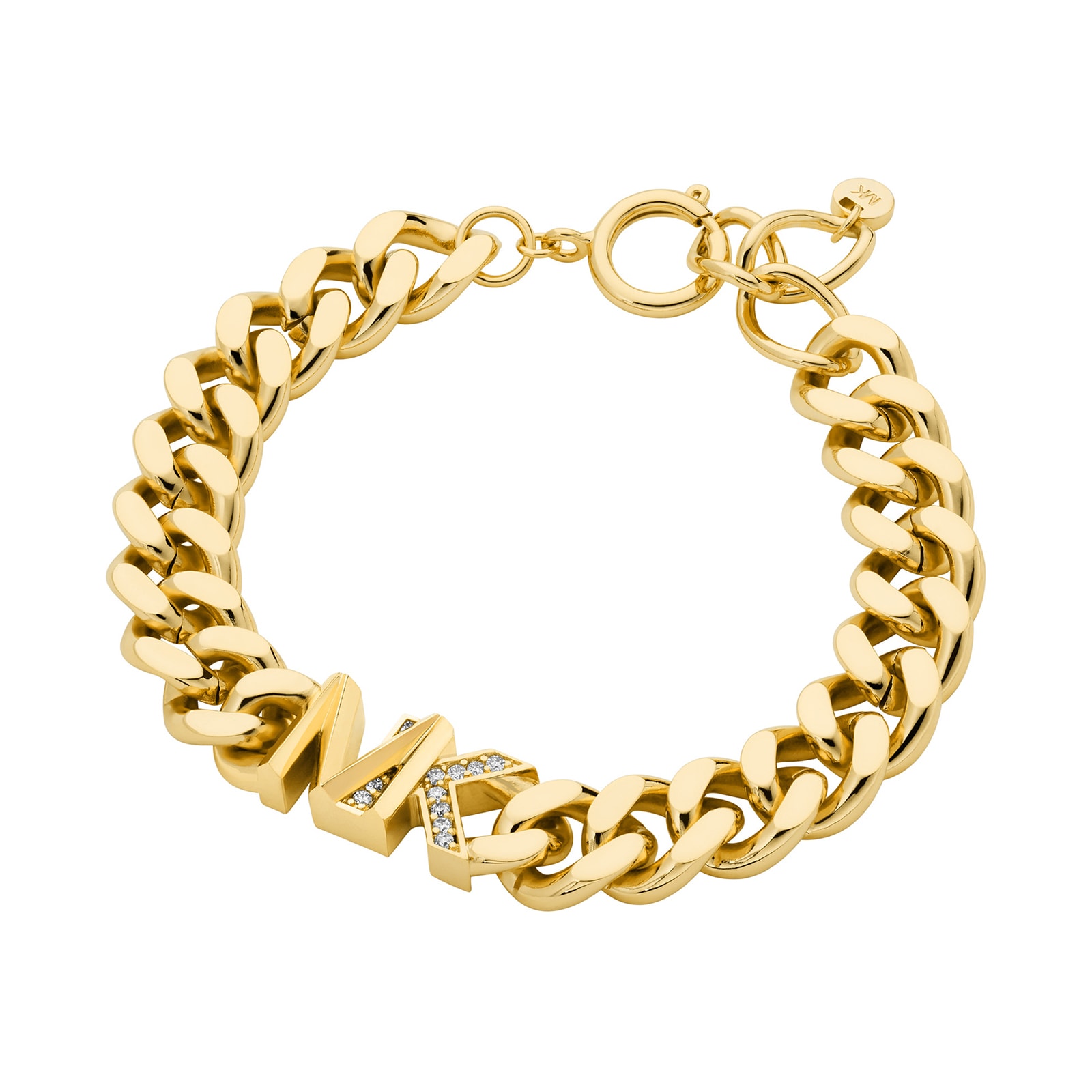Yellow Gold Coloured MK Logo Chain Bracelet