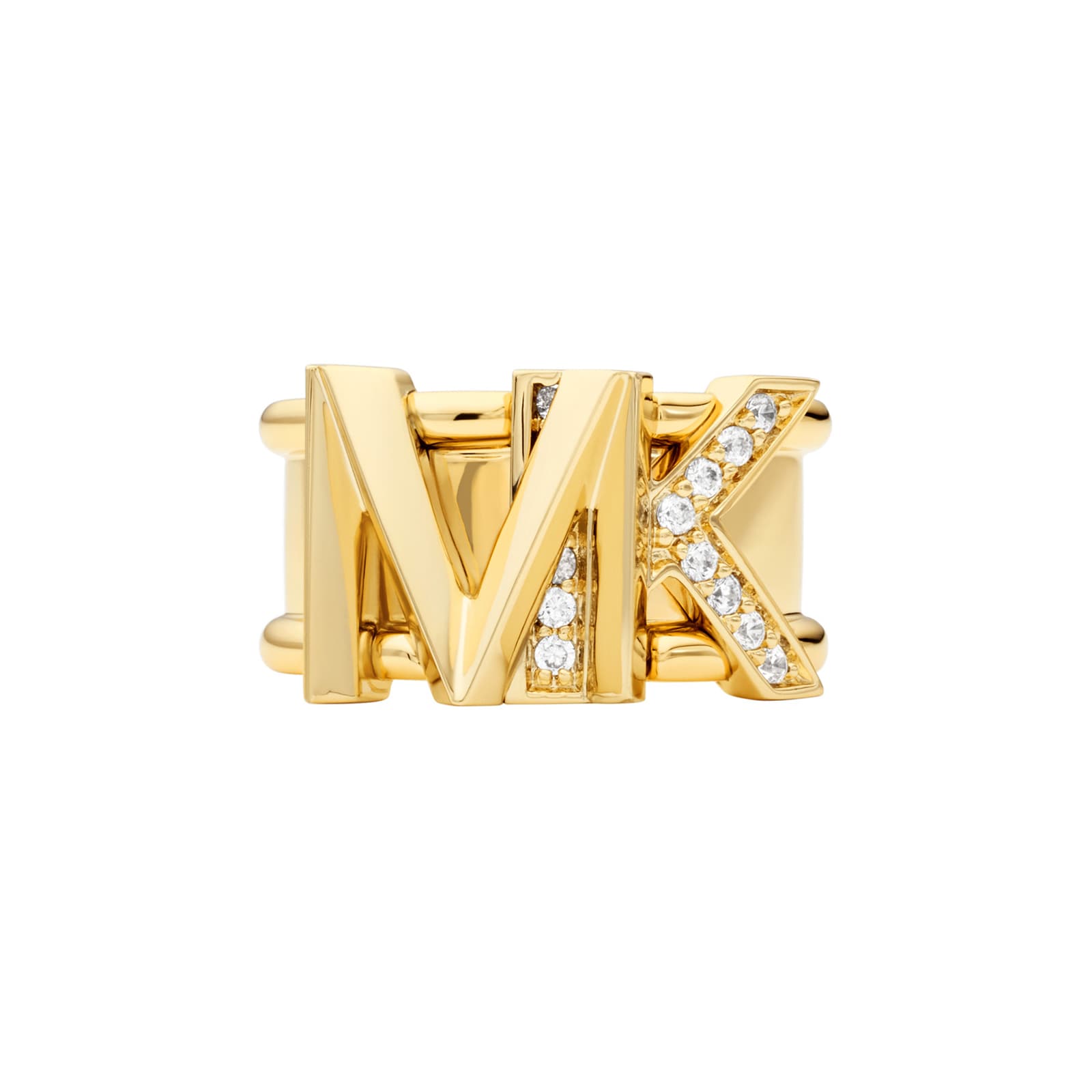 Ladies Yellow Gold Coloured MK Logo Ring - Ring Size M