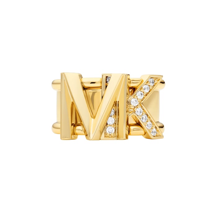 Michael Kors Ladies Yellow Gold Coloured MK Logo Ring