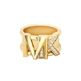 Michael Kors Ladies Yellow Gold Coloured MK Logo Ring