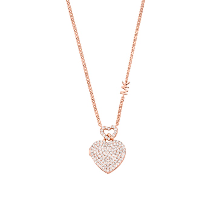 Michael Kors Rose Gold Plated Heart Pendant Necklace