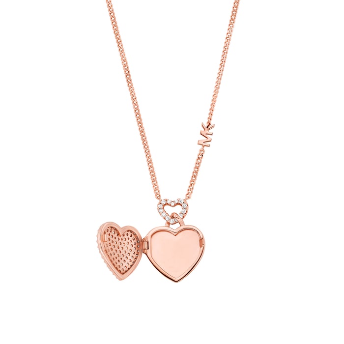 Michael Kors Rose Gold Plated Heart Pendant Necklace