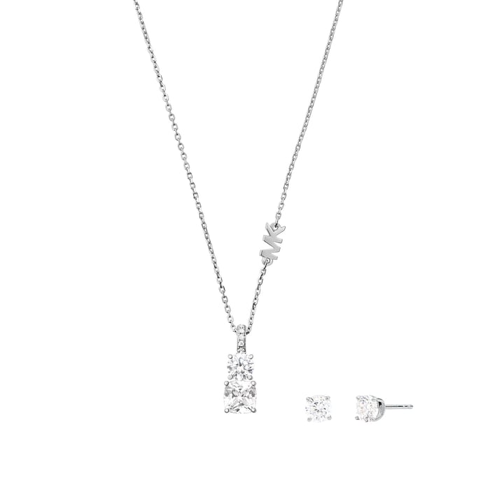 Michael Kors Silver Premium Crystal Pendant Necklace