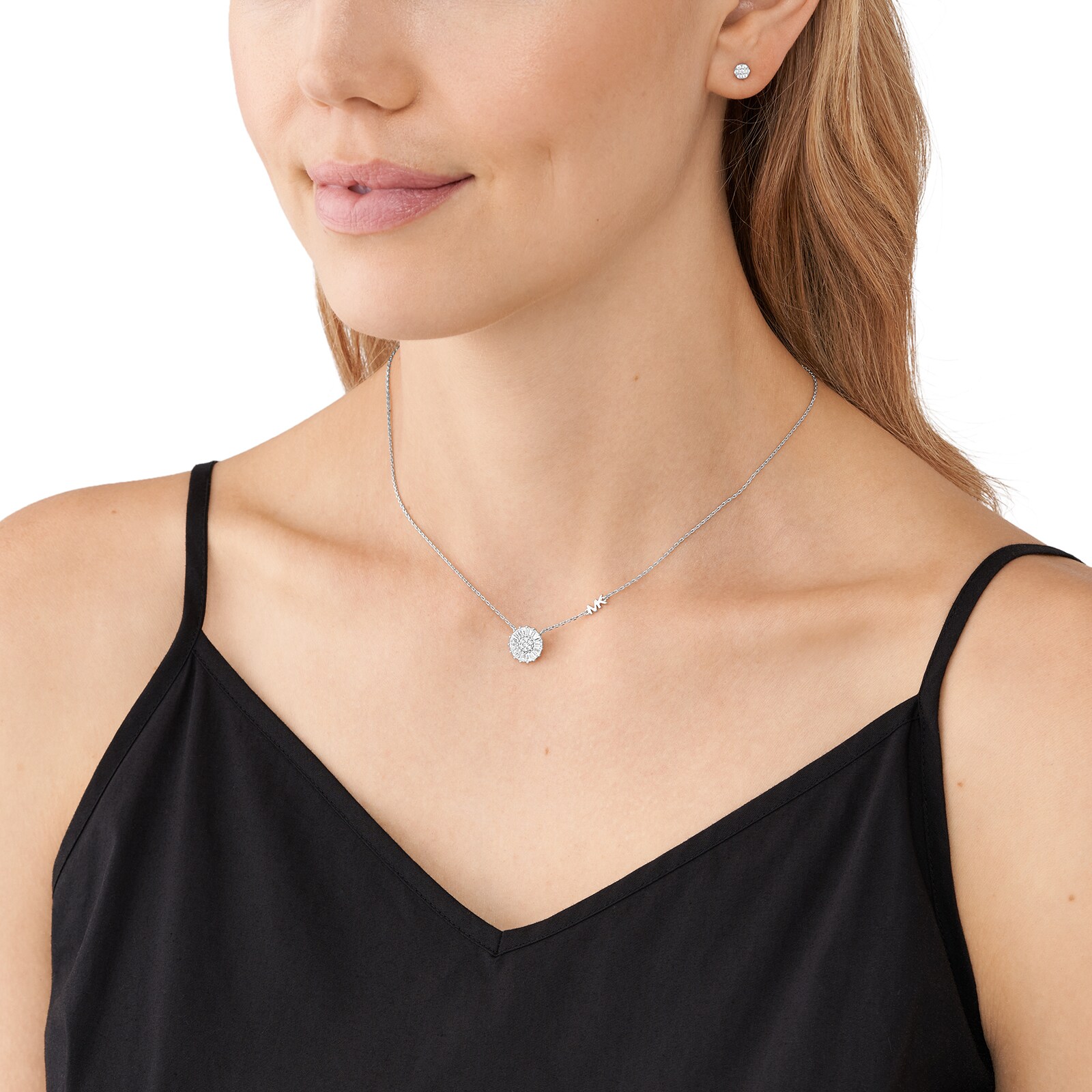 Michael Kors Sterling Silver Kors Brilliance Necklace & Earring Set