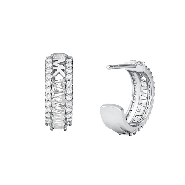 Michael Kors Sterling Silver Kors Brilliance Hoop Earrings