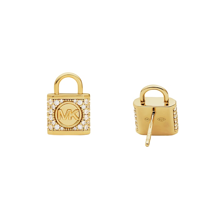 Michael Kors Sterling Silver MK Logo Padlock Earrings