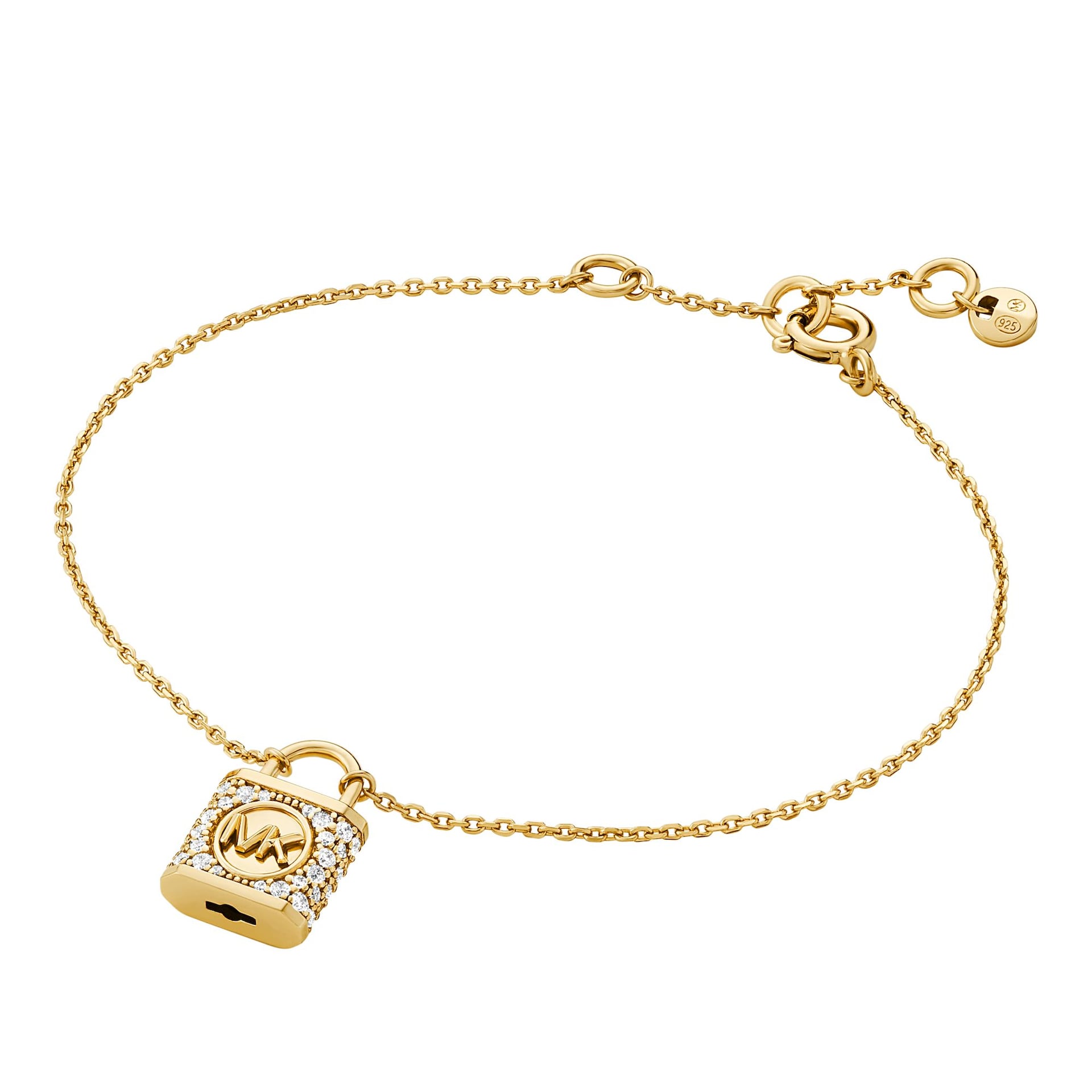 Michael Kors Sterling Silver MK Logo Padlock Bracelet