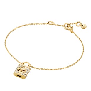 Michael Kors Sterling Silver MK Logo Padlock Bracelet