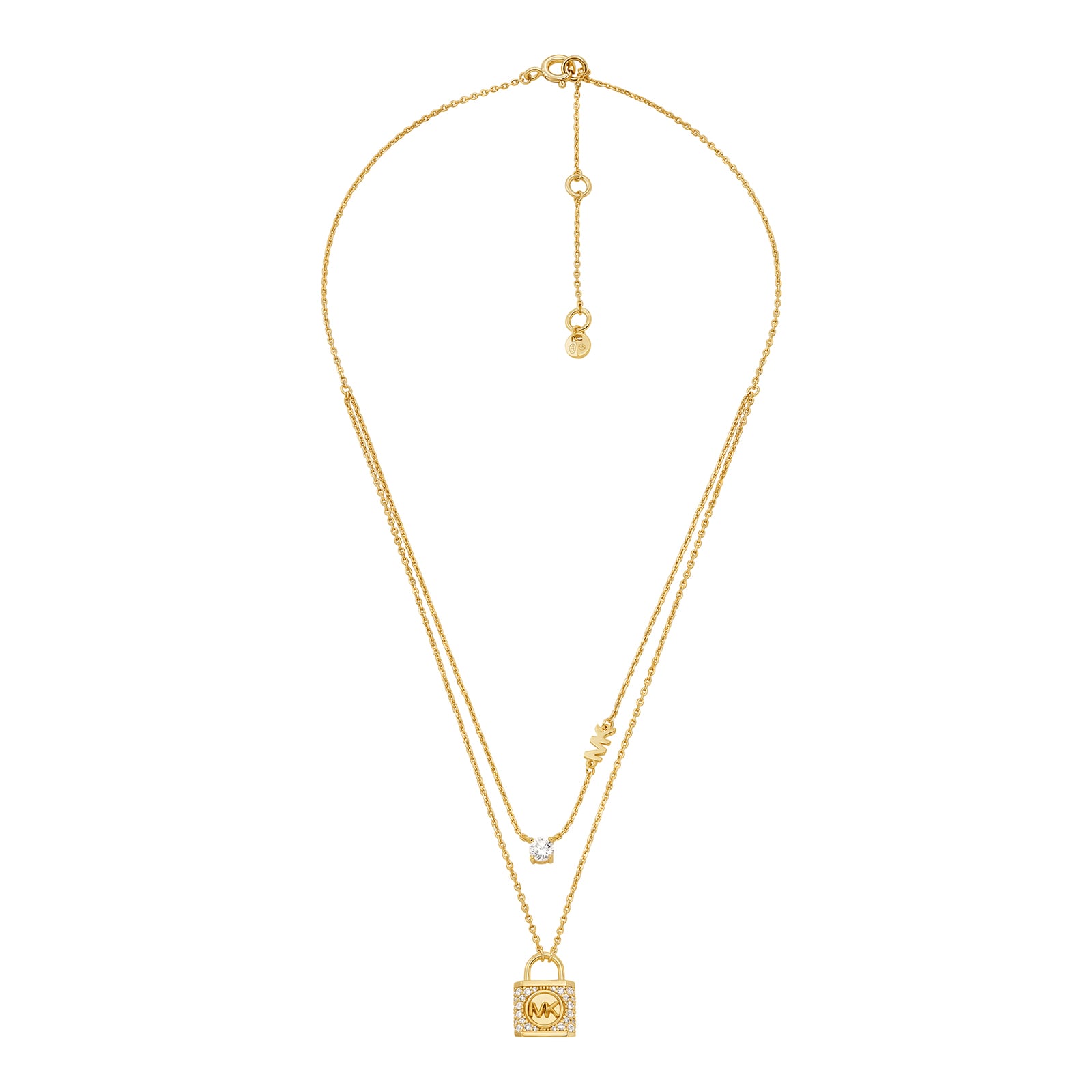 Michael Kors Yellow Gold Coloured MK Logo Padlock Necklace