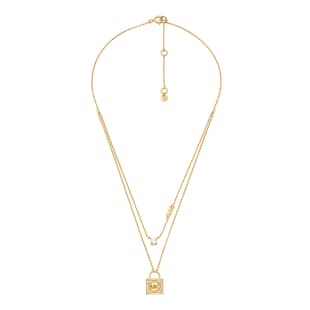 Michael Kors Yellow Gold Coloured MK Logo Padlock Necklace