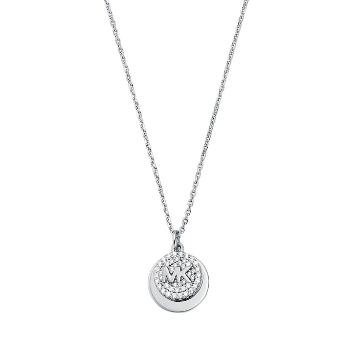 Michael Kors Silver Coloured Cubic Zirconia Disc Pendant