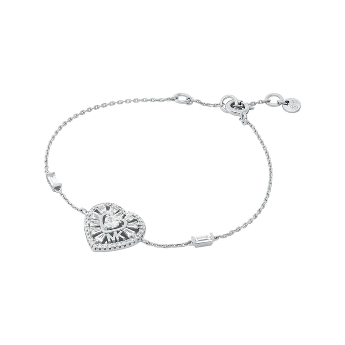 Michael Kors Sterling Silver Cubic Zirconia Heart Bracelet