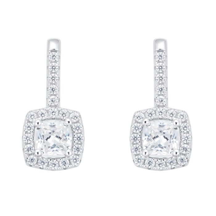 Goldsmiths Silver Princess Cut Cubic Zirconia Stud Earrings