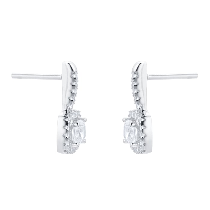 Goldsmiths Silver Princess Cut Cubic Zirconia Stud Earrings