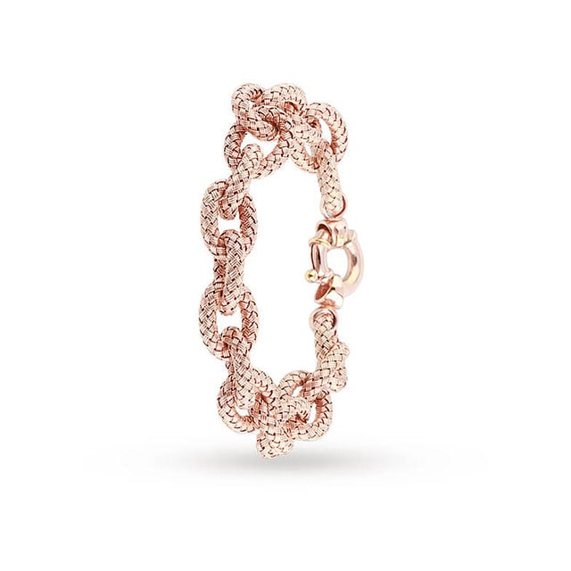 Goldsmiths Italian Silver Rose Gold Plated Woven Link Bracelet