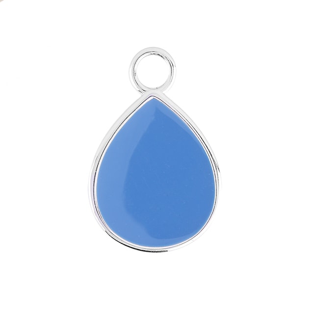 Goldsmiths Silver Tear Drop Blue Enamel Pendant Charm