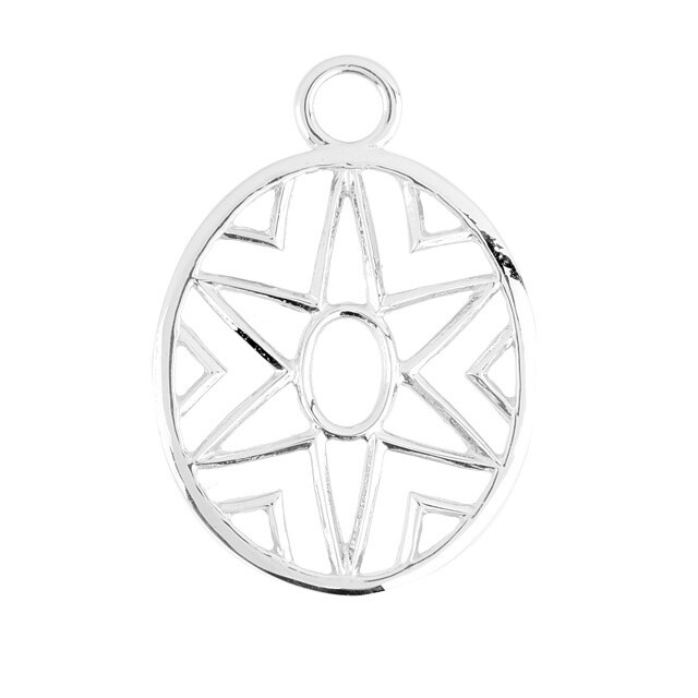 Goldsmiths Silver Star Cut-Out Oval Pendant Charm