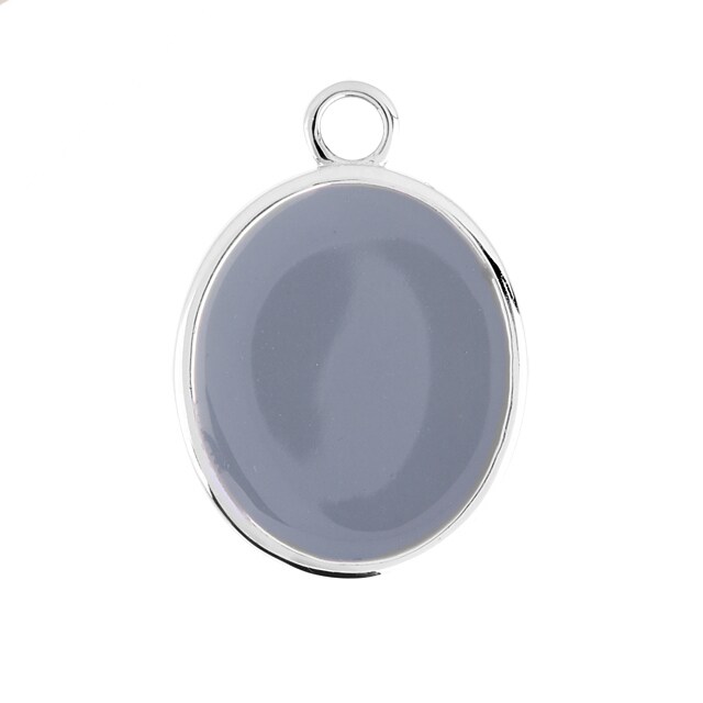 Goldsmiths Silver Oval Grey Enamel Pendant Charm