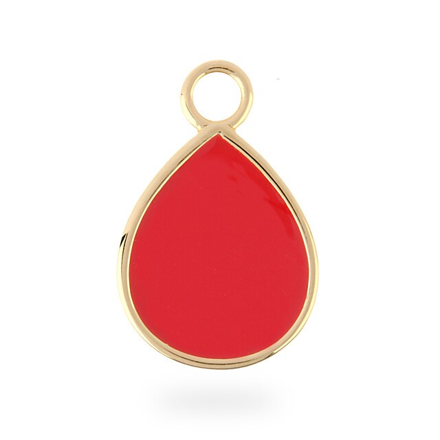 Goldsmiths Gold Vermeil Tear Drop Red Enamel Pendant Charm