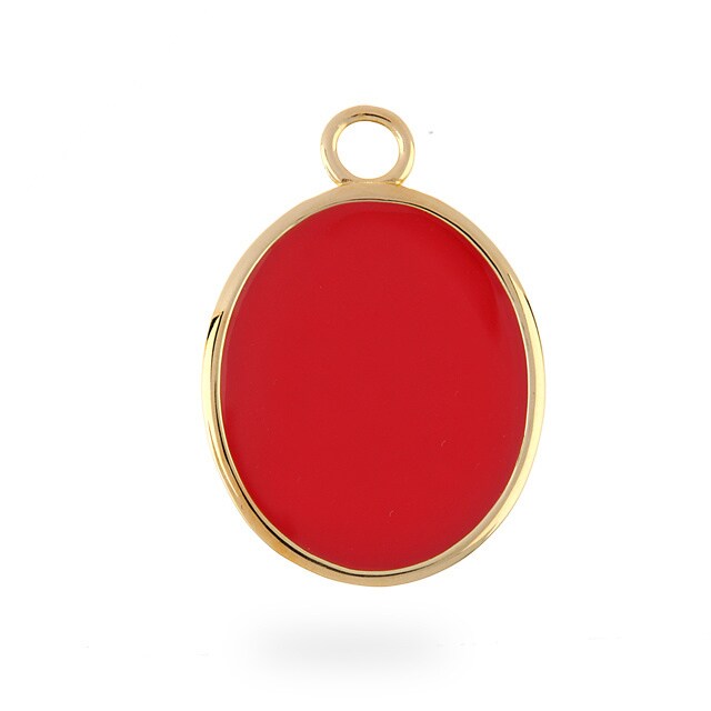 Goldsmiths Gold Vermeil Red Enamel Oval Pendant Charm