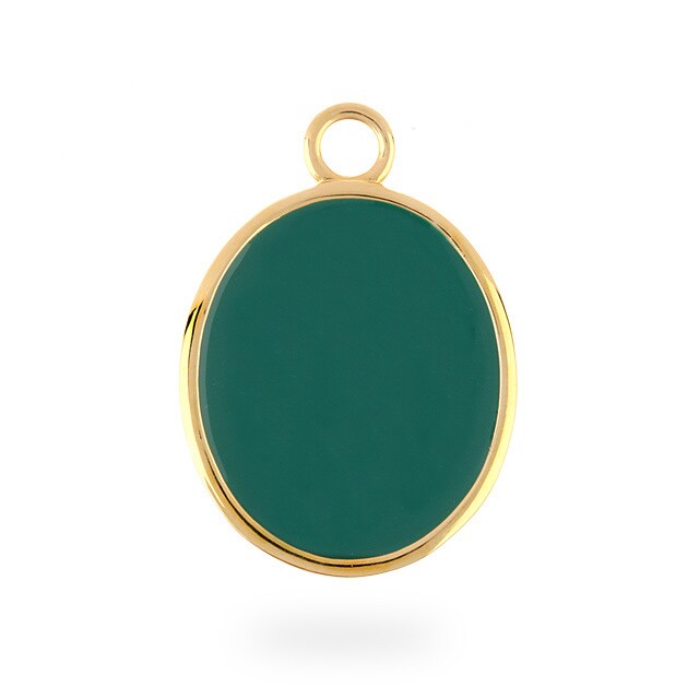 Goldsmiths Gold Vermeil Green Enamel Oval Pendant Charm
