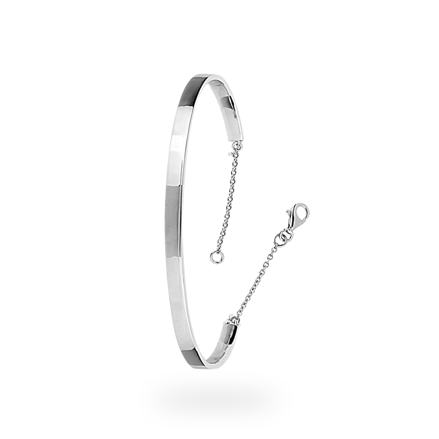 Goldsmiths Sterling Silver Bangle with Safety chain