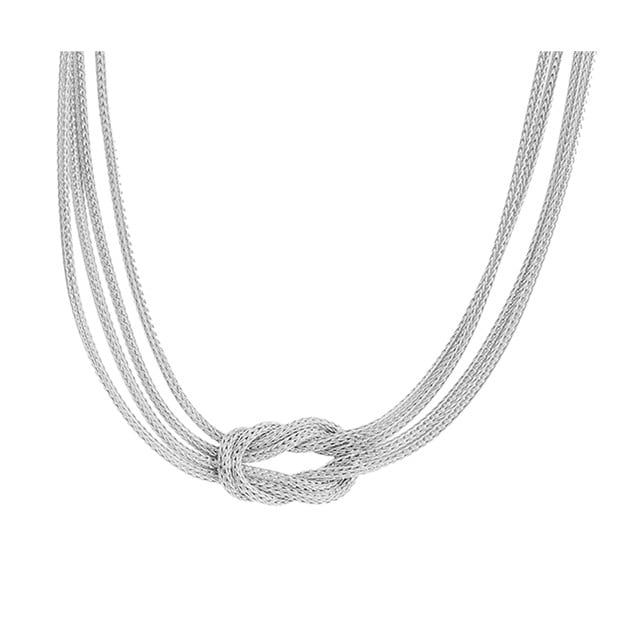 Goldsmiths Italian Sterling Silver Central Knot Mesh Necklace