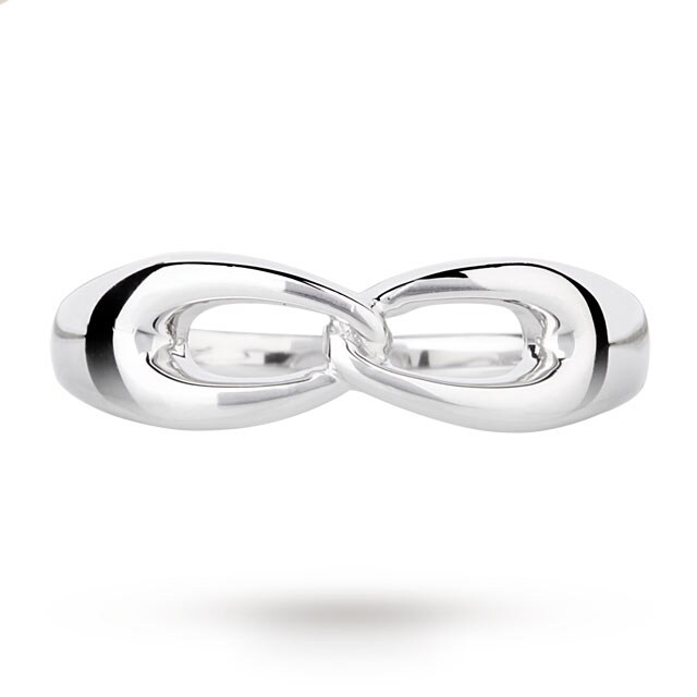 Goldsmiths Sterling Silver Interlocking Oval Ring - Ring Size L