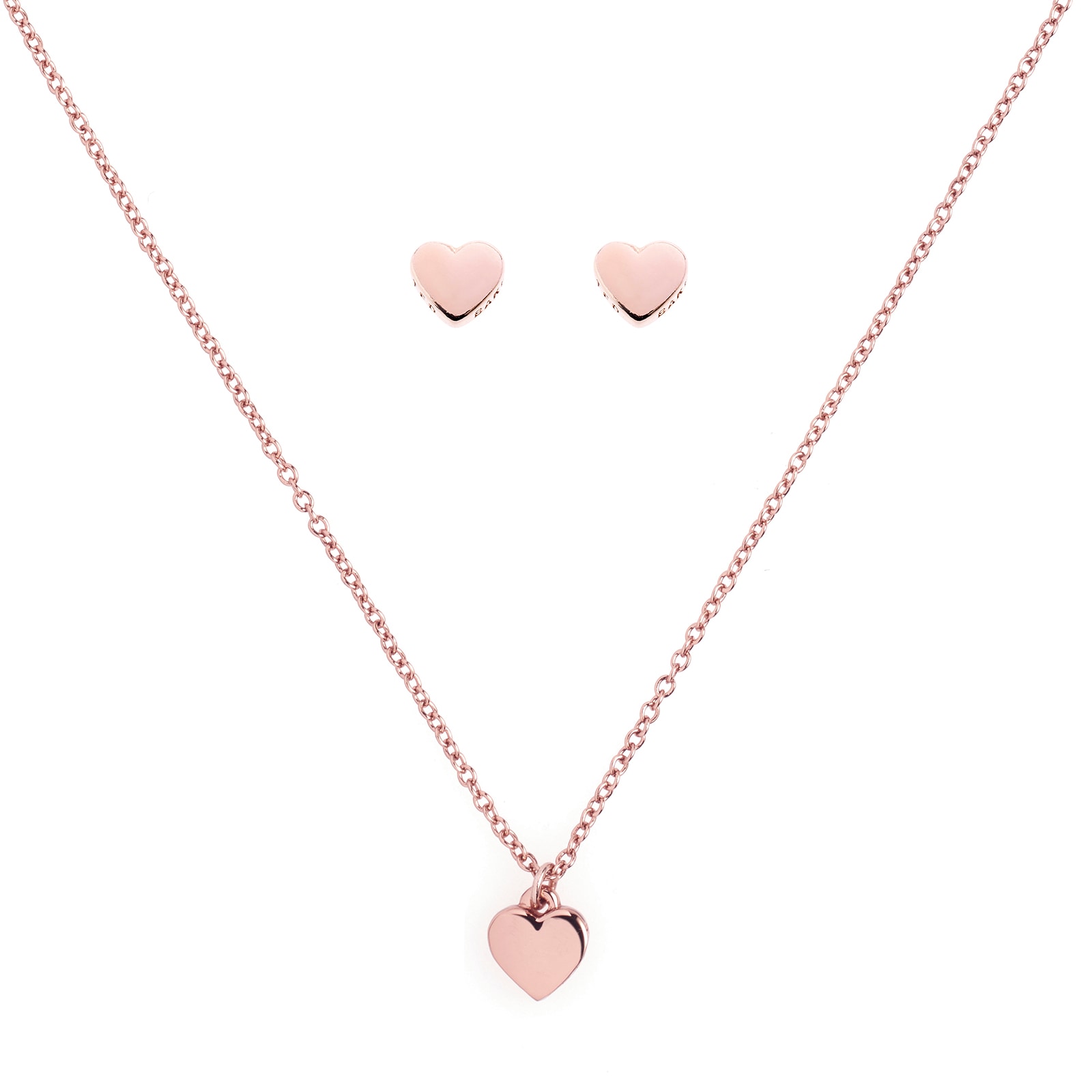 Ted Baker rose gold tiny heart earrings & necklace gift set