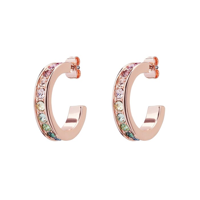 Ted Baker Reanna Rose Gold Coloured Small Crystal Rainbow Hoop Earrings