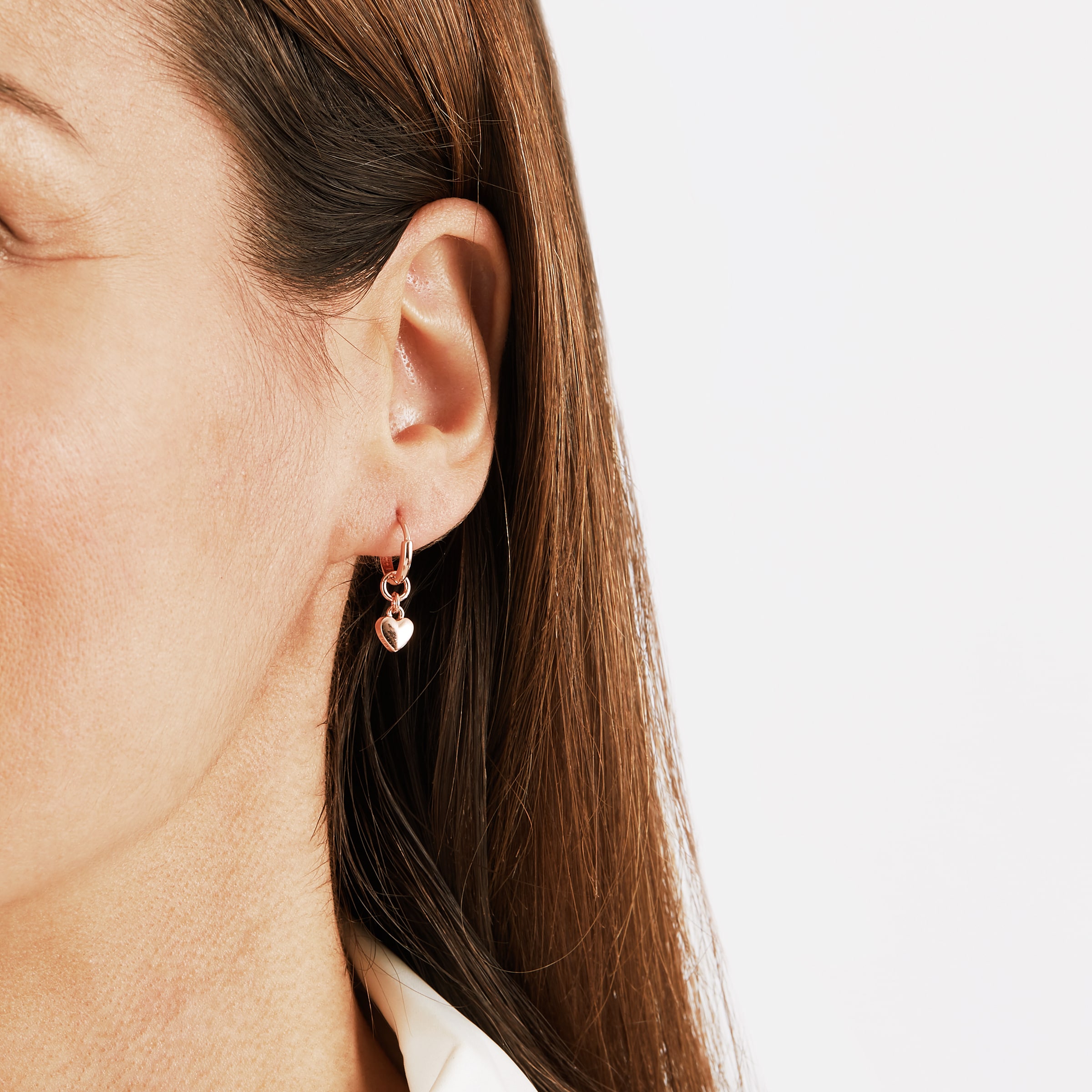 Ted Baker Hanniy: Crystal Heart Huggie Earrings For Women - Rose gold |  Smart Closet