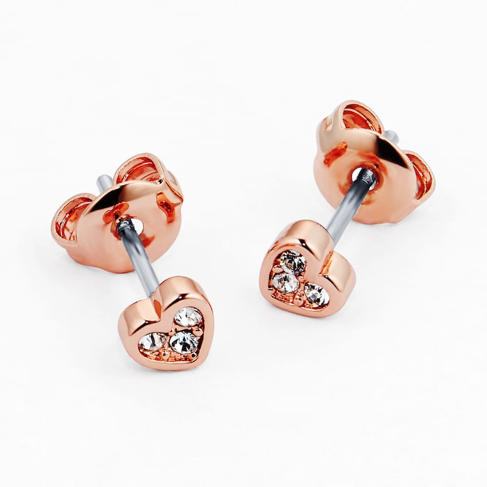 Ted Baker Ted Baker Rose Gold Coloured Cubic Zirconia Neena Nano Heart Stud Earrings