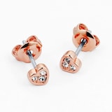 Ted Baker Ted Baker Rose Gold Coloured Cubic Zirconia Neena Nano Heart Stud Earrings