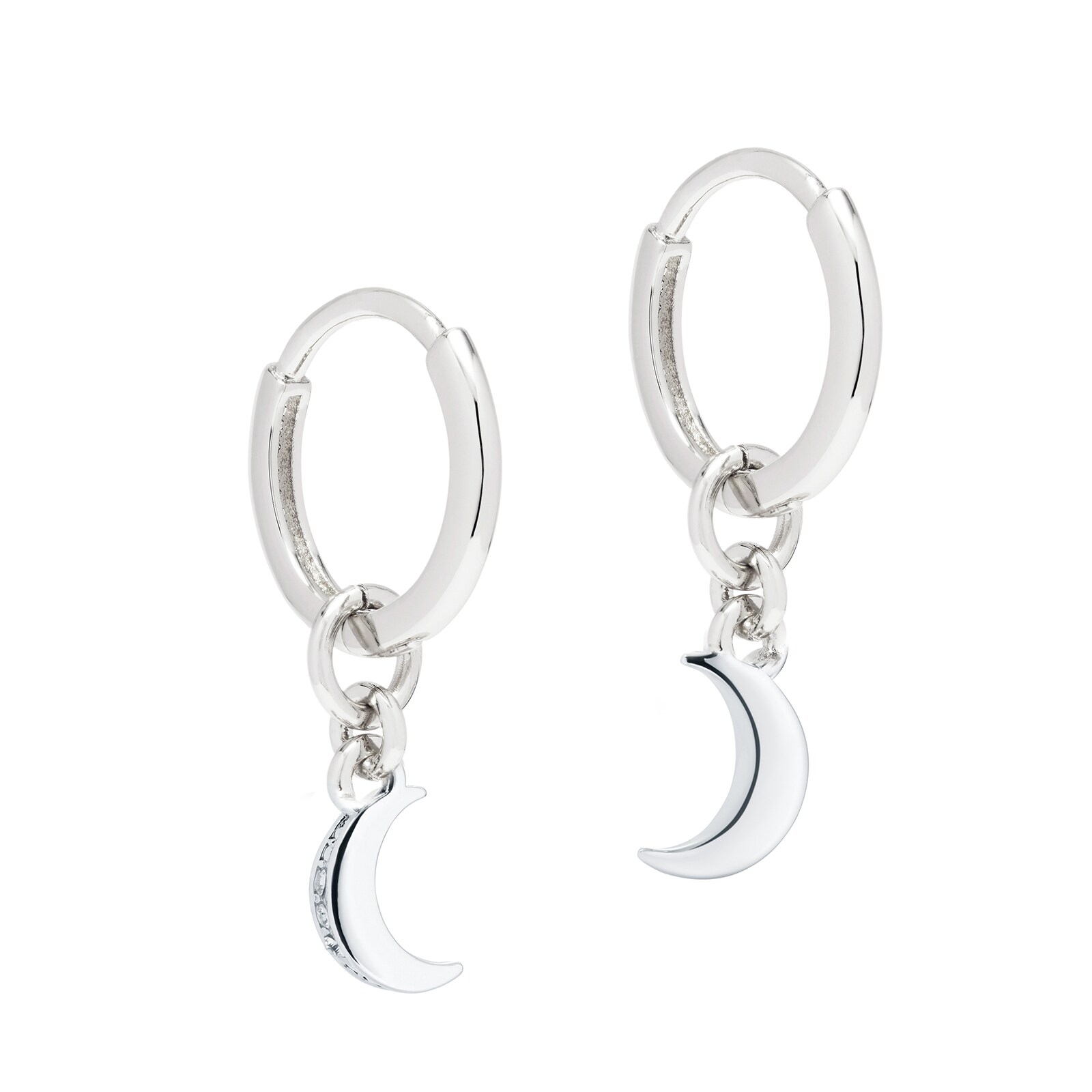 Ted Baker Ted Baker Silver Coloured Cubic Zirconia Marlaan Crescent Moon Huggie Earrings