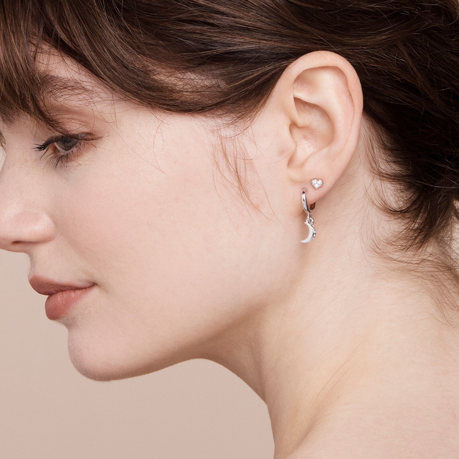 Ted Baker Ted Baker Silver Coloured Cubic Zirconia Marlaan Crescent Moon Huggie Earrings