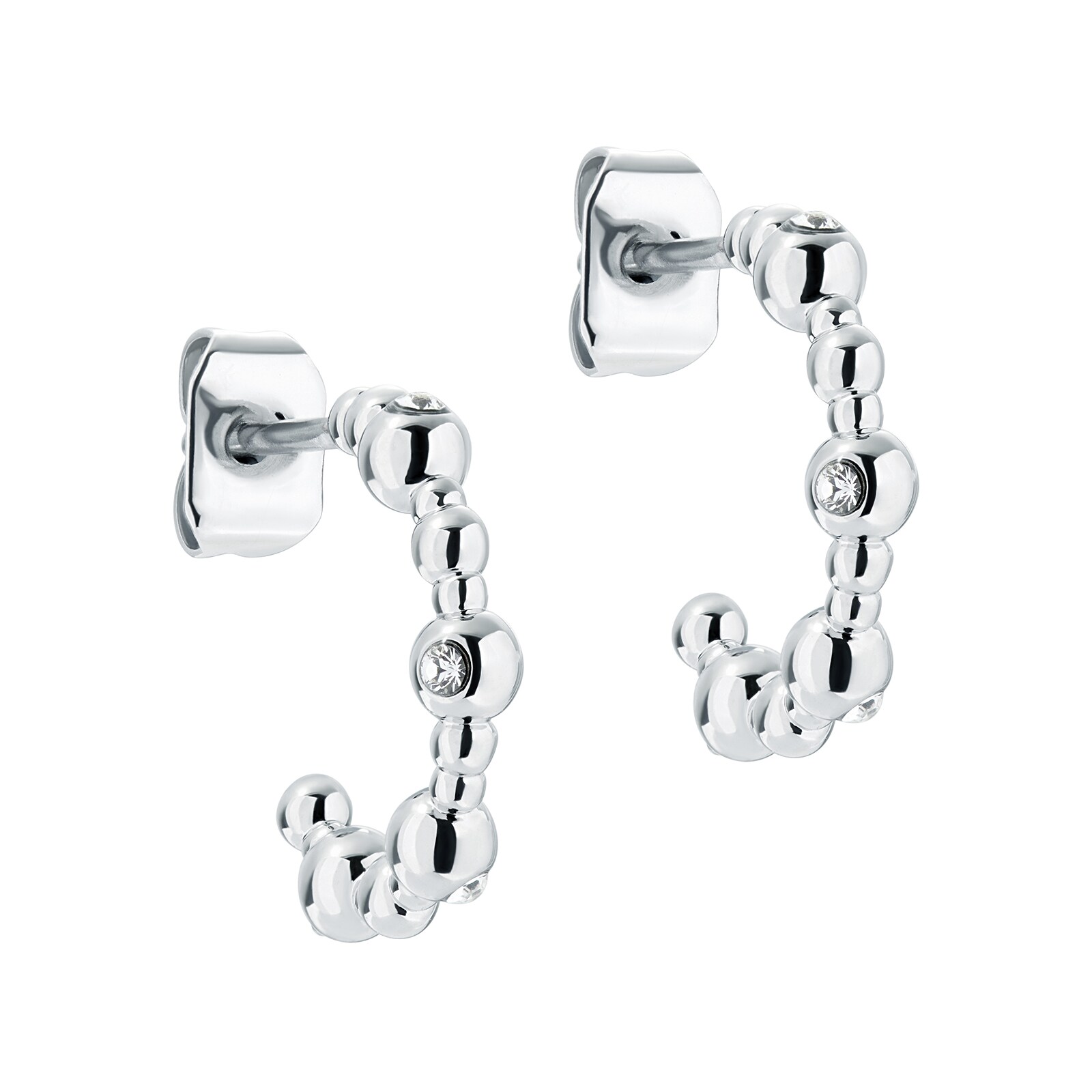 Ted Baker Ted Baker Silver Coloured Belsini Crystal Bubble Small Hoop Earrings