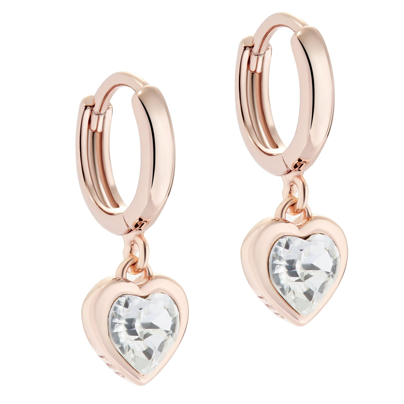 Ted Baker Ted Baker Rose Gold Coloured Hanniy Crystal Heart Huggie Earrings