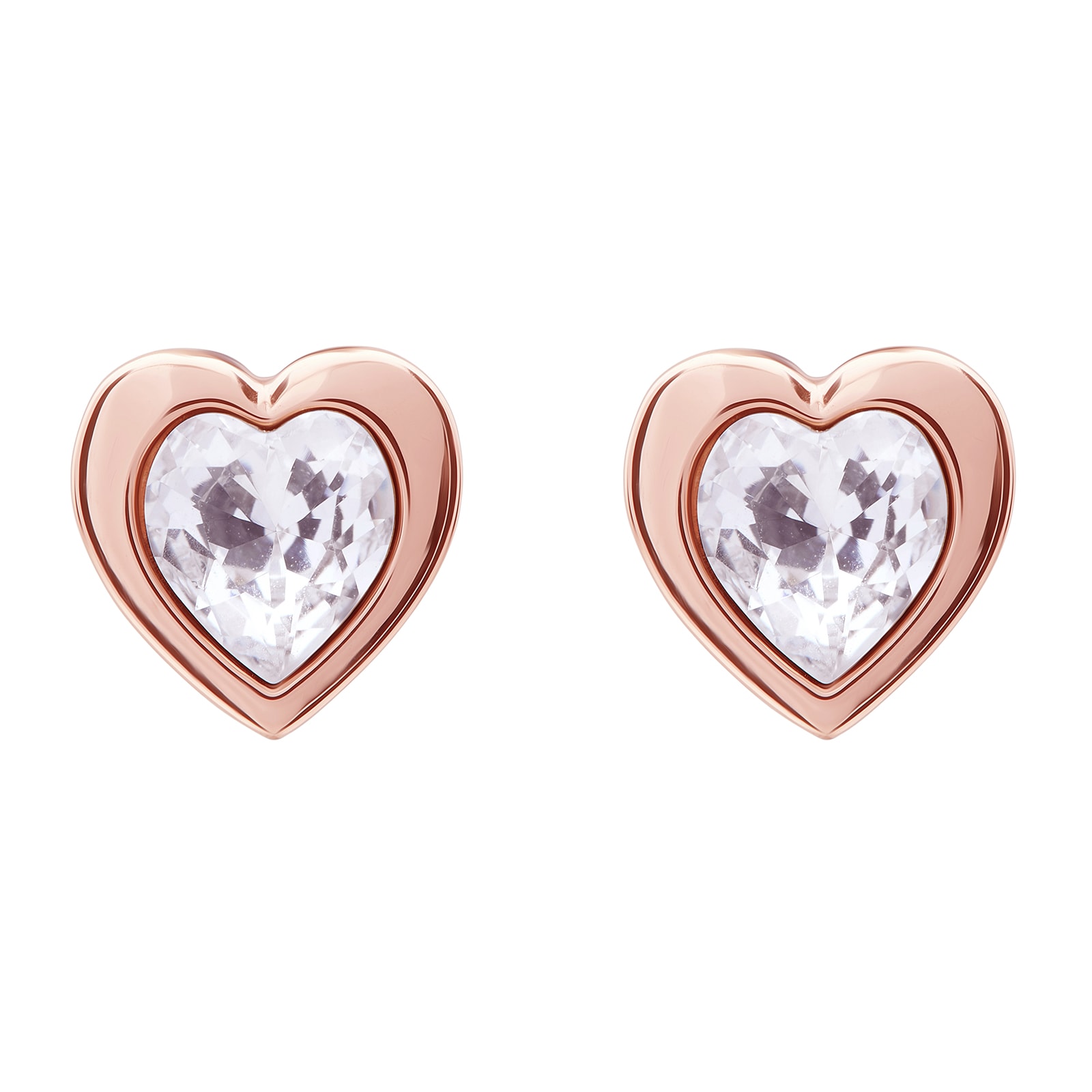 Ted Baker Ted Baker Crystal Heart Rose Gold Coloured Crystal Stud Earrings