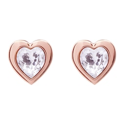 37240833 - Ted Baker Crystal Heart Rose Gold Coloured Crystal Stud Earrings