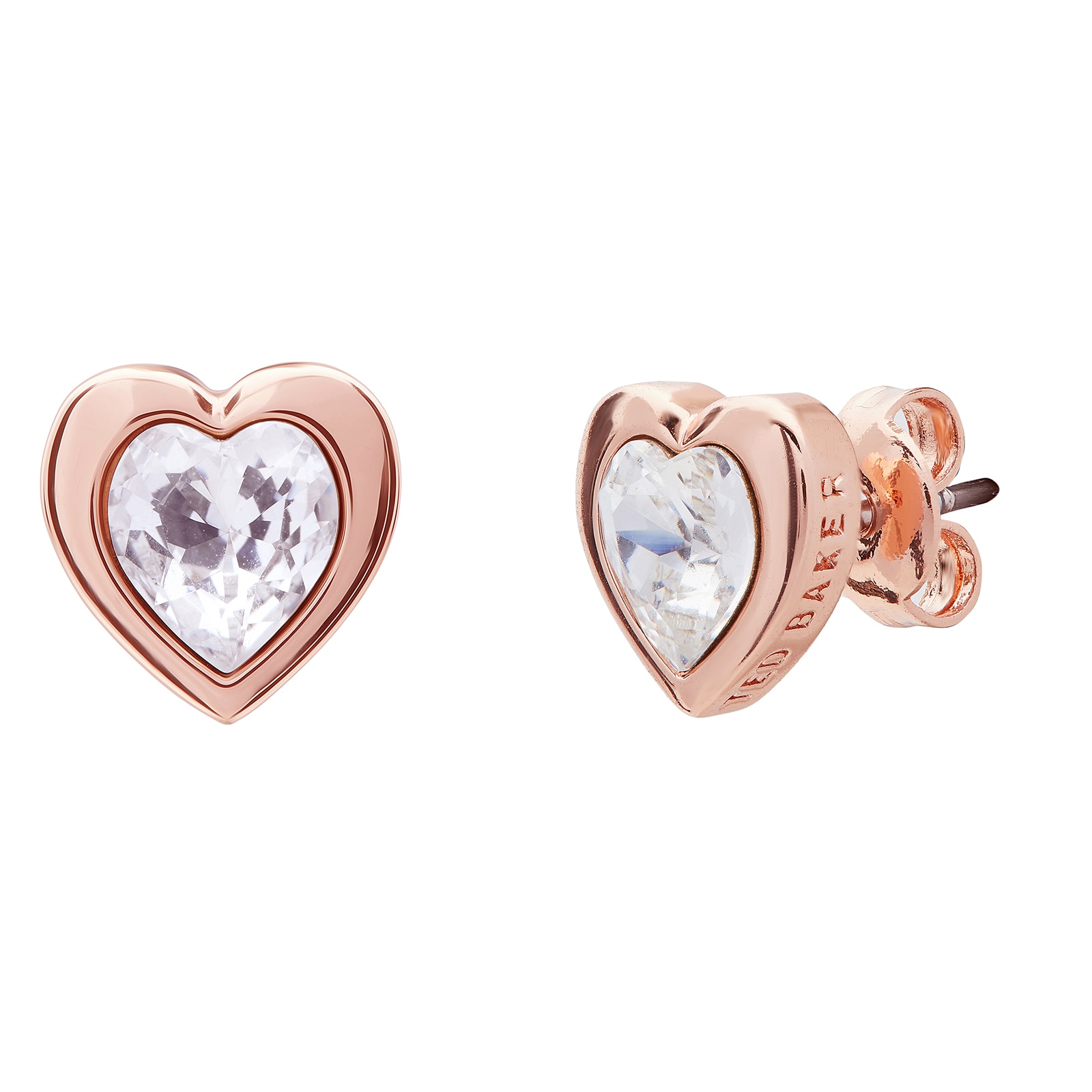 Ted Baker Ted Baker Crystal Heart Rose Gold Coloured Crystal Stud Earrings Ted Baker Ted Baker Crystal Heart Rose Gold Coloured Crystal Stud Earrings