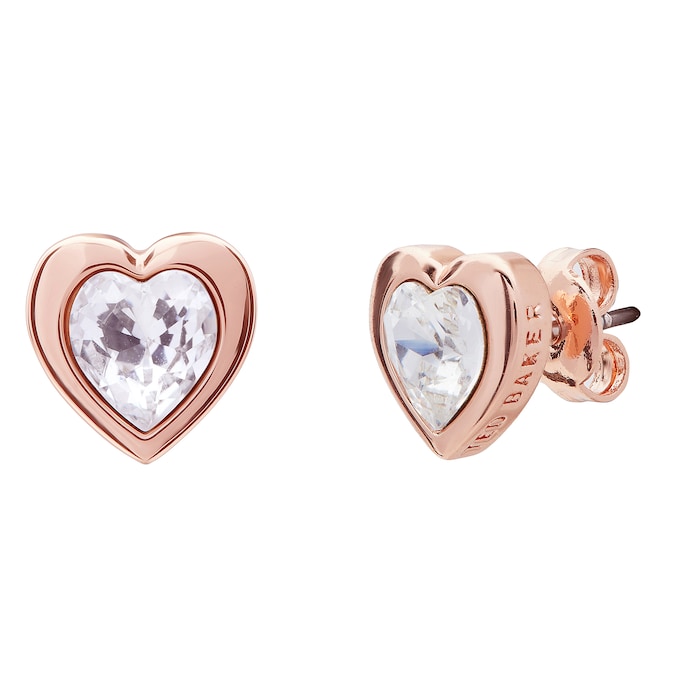 Ted Baker Ted Baker Crystal Heart Rose Gold Coloured Crystal Stud Earrings